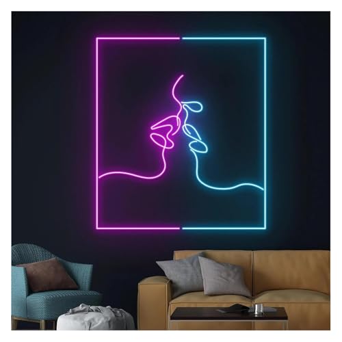Lumières néon décoratives couple s'embrassant pour créer un cocon romantique - 2
