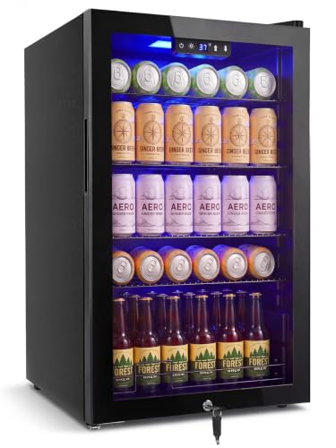 Image of 20 inch Beverage Refrigerator, 3.4 Cu. Ft. Drink Cooler with Glass Door Black