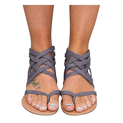 NOLDARES Sandals for Women Casual Summer Gladiator Crisscross Strappy Flat Sandals Thong Flip Flop Sandals