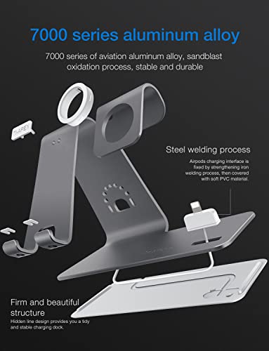 Bestand 3 In 1 Stand Holder For Iphone Mobile Phone Iwatch And Charging Stand For Airpods Only, Grey (Patented, Airpods Charging Case Not Contained) #TOP2