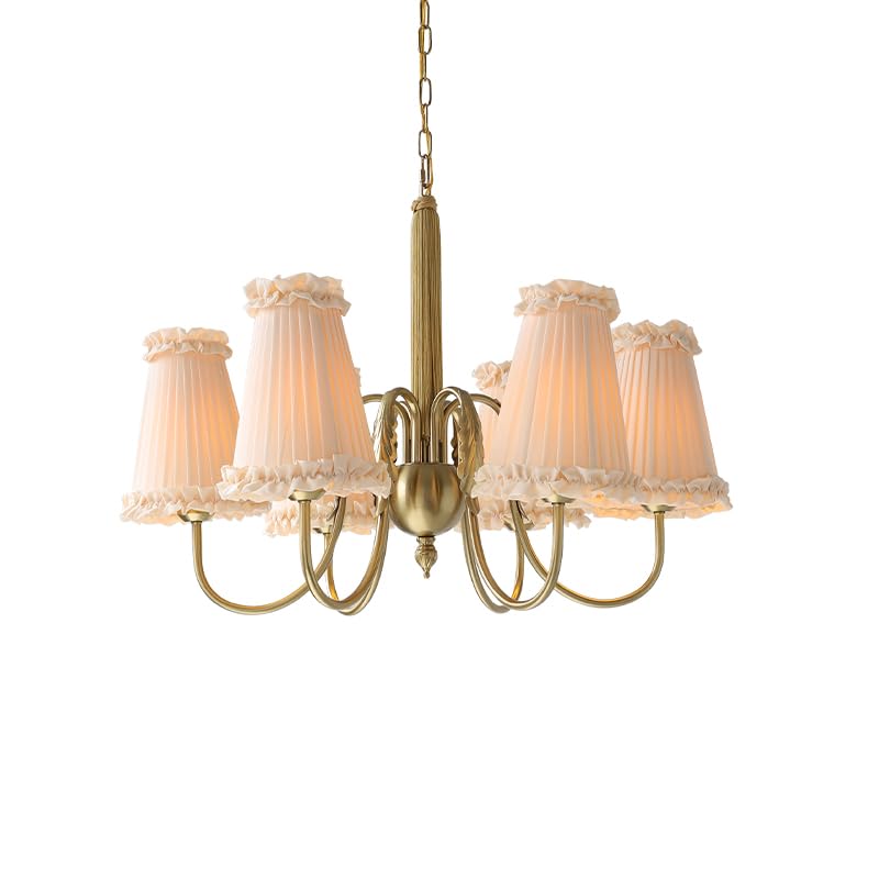 Lustre moderne du milieu du siècle doré vintage en tissu plissé pour la chambre