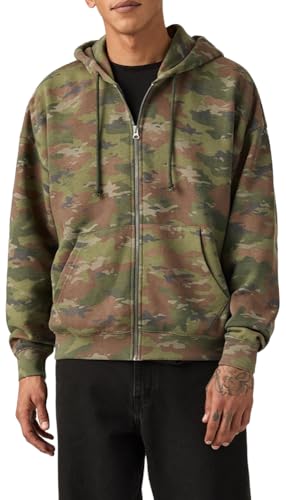 Levis Mens Boxy Full Zip Hoddie, (New) Ombre Camo Multi Camo, X-Large Standard