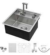 Talllor 18x18 Inch Undermount RV Kitchen Sink - 16 Gauge 304 Stainless Steel Single Bowl With Folding Faucet For Small Spaces
