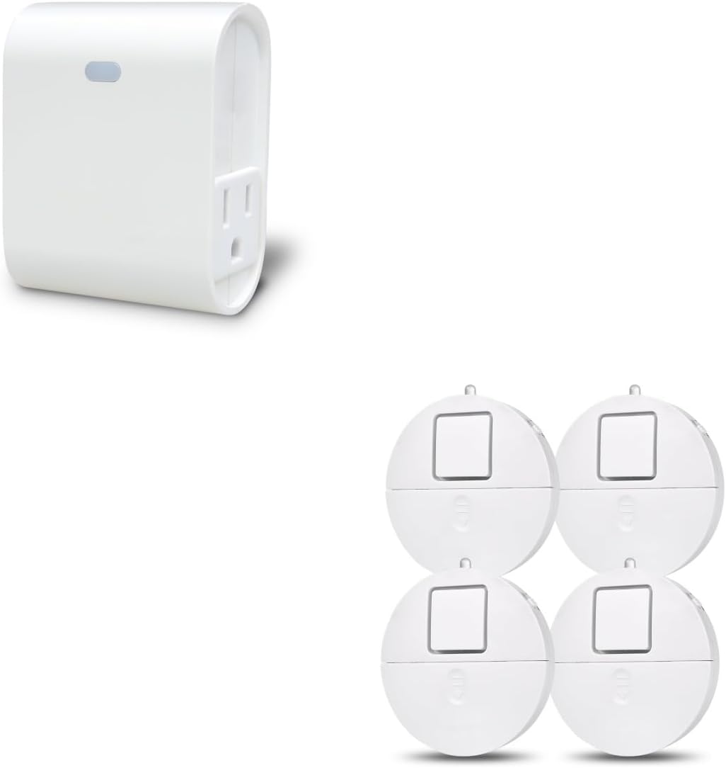 Zwave Smart Light Dimmer Outlet + Modern Ultra-Thin Window Alarm 4 Packs
