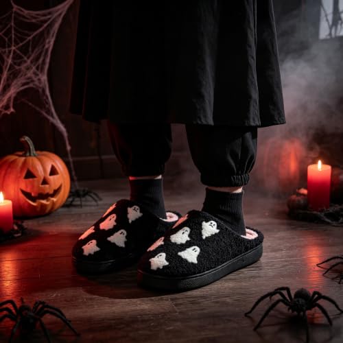Image of Christmas Slippers Winter Warm Plush Pattern Slippers Soft Non-Slip Indoor House Shoes for Men Women