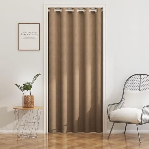 唐土工房 間仕切りカーテン 断熱防寒 のれん おしゃれ 遮光 暖簾 140cm丈 幅60cm アコーディオンカーテン 間仕切り ロング 北欧 防音 遮熱 目隠し 省エネ 節電対策 ドアカーテン ハトメ式 突っ張り棒カーテン 無地 厚手 保温 階段 玄関 出