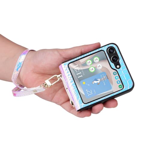 Coque Samsung Flip 5 bleu ciel anti-transpiration avec sangle antichoc