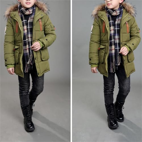 Boys Girls Winter Coat Hooded Warm Quilted Puffer Parka Jacket Kids Zip Up Solid Outerwear with Furry Hood Clothes2