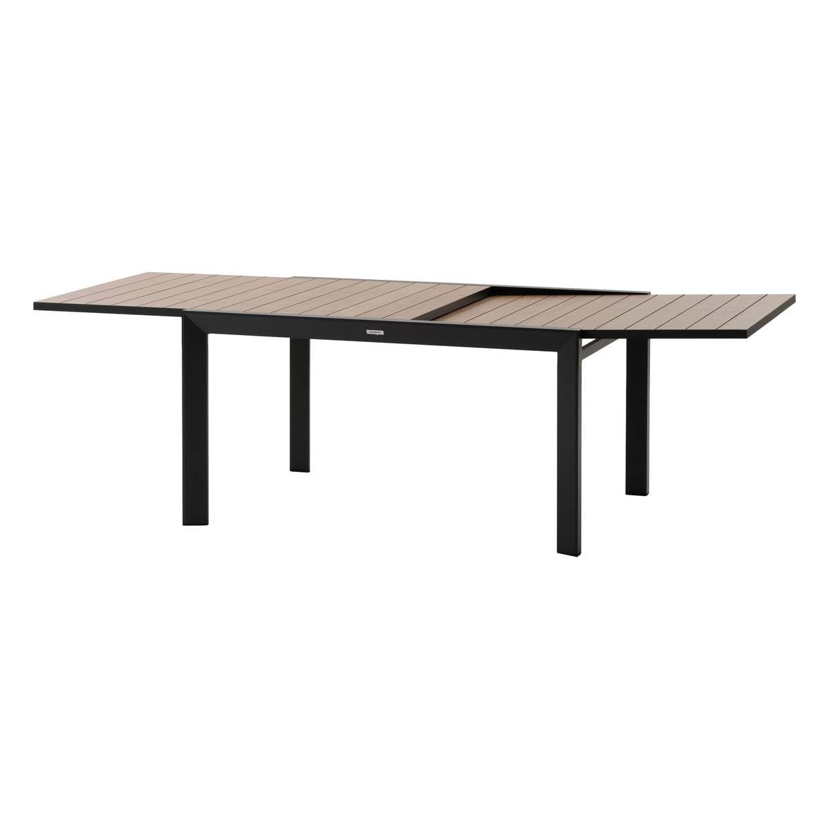 Hespéride - Table de Jardin Extensible Évasion - Effet Bois Honey/Graphite - 140 x 100 x 75 cm - Aluminium, 10 Places - pour Terrasse