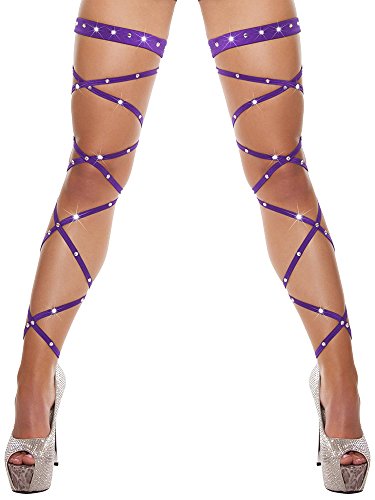 Image of Women Criss Cross Glitter Thigh High Stockings Rhinestone Hollow Out Over Knee Strap Socks Club Tights