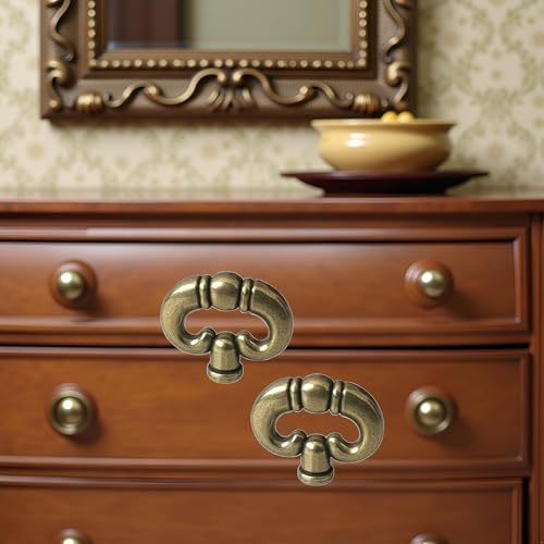 Junfamilee 2 Pcs Antique Bronze Ring, Vintage Style Drawer Knob Ring with Back Plate Antique Black Bronze Drawer Pull Dresser Pull Cabinet Knob Kitchen Door Knob Hardware Cabinet Hardware