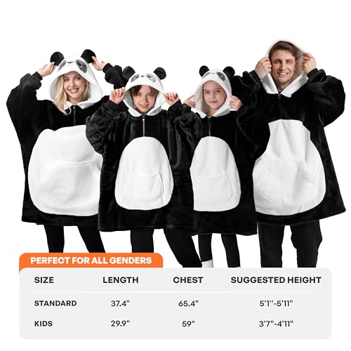 Image of Giggling Getup Wearable Blanket Hoodie for Women and Men Sherpa Fleece Hooded Blanket Sweatshirt Warm Cozy Sherpa Wearable Throw Oversized Hoodie with Giant Pocket & Sleeves for Adult Panda