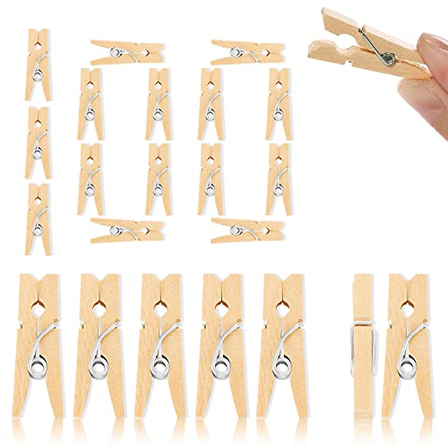 100 Pcs Natural Wooden Clothes Pegs, Mini Wooden Pegs Baby Clothespins/DIY Decoration Craftspins Craft Pegs Clips, Wooden Pegs for Washing Line, Hanging Photoes, Weddings or Events