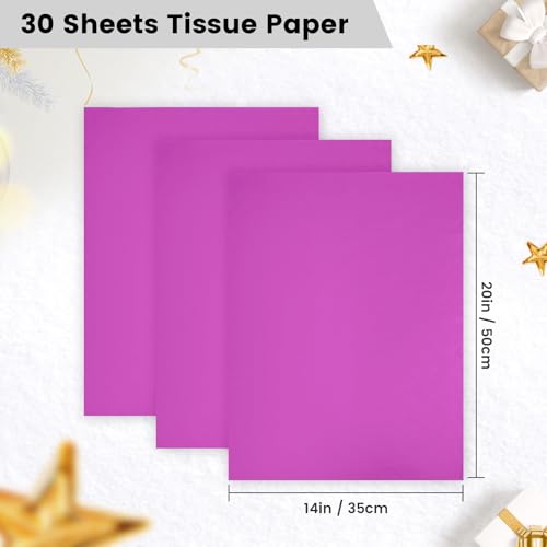 Image of Purple Tissue Paper for Gift Bags - 30 Sheets of Purple Wrapping Tissue Paper Bulk Packaging Paper for Weddings Birthday DIY Project Christmas Gift Wrapping Crafts Decor (14 x 20 Inch)