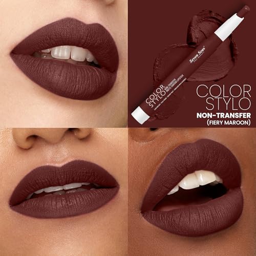 Image of Seven Seas Color Stylo NonTransfer Matte Lipstick | Matte Finish Crayon Lipstick | Waterproof | Long Lasting | Lasts Up to 24 hours (Fiery Maroon)