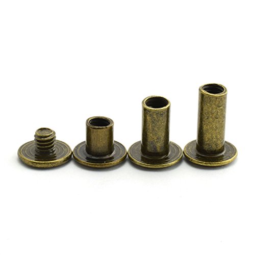 LQ Industrial 75 Sets Bronze M5 Chicago Screw Assorted Kit Slotted Phillip Head Binding Screws Rivet Assembly Bolt Nail Rivet for Book Binding DIY Leather Craft M5x6 M5x10 M5x12