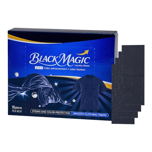 Hojas de tinte negro para ropa – Dieciséis piezas de restauración de tela oscura , sábanas aptas para lavadora, coloración rápida y uniforme, fórmula que no sangra, diseño fácil de usar |