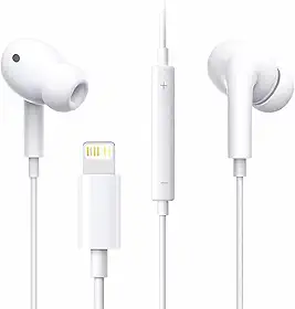 Fone De Ouvido Com Fio Intra Auricular Compativel Com iPhone 14/13/12/11/XR/XS/X/8/SE Microfone integrado Qualidade Premium Compatível Com iOS Compatível Com Lightning - Pazie®