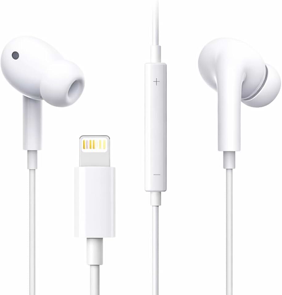 Fone De Ouvido Com Fio Intra Auricular Compativel Com iPhone 14/13/12/11/XR/XS/X/8/SE Microfone integrado Qualidade Premium Compatível Com iOS Compatível Com Lightning - Pazie®