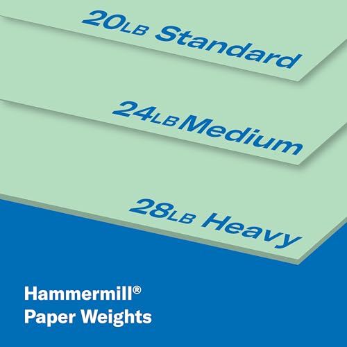 Image of Hammermill 20 lb Green Printer Paper, 8.5 x 11-3 Ream (1,500 Sheets) - Made in The USA, Pastel
