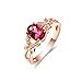 Beydodo Ring Damen Echt Rotgold 750, Verlobungsring Diamant Rosegold Schmetterling mit Oval Turmaline 0.6ct Hochzeit Ring für Frauen Große 70 (22.3)