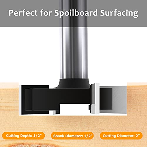 Flytuo Slab Flattening Router Bit 1/2 Shank Carbide Planer Router Bits With 4 Wings Cnc Spoilboard Surfacing Bits #TOP2