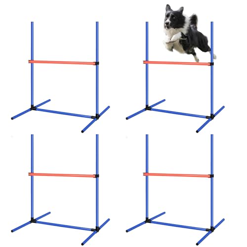 Dog Agility Course Backyard Set, 4 Piece Dog Agility Equipment with Adjustable Height Jump Bars...