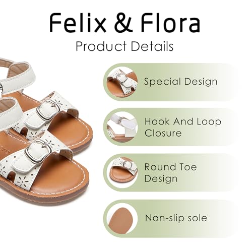 Image of Felix & Flora Toddler Girl Sandals - Flower Girl Dress Shoes Open Toe Little Kid Flats