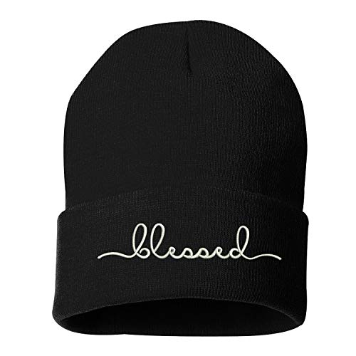 Prfcto Lifestyle Blessed Embroidered Beanie Cuffed Cap - Unisex (Black)