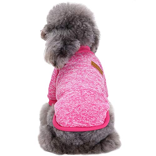 CHBORLESS Pet Dog Classic Knitwear Sweater Warm Winter Puppy Pet Coat Soft Sweater Clothing for Small Dogs (S, Rose)