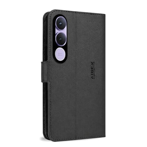 Image of AIBEX Compatible for Vivo V70Fe 5G Flip Cover Leather Finish | Inside TPU with Card Pockets | Wallet Stand | Complete Protection Flip Case Black