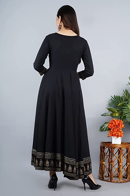 Image of JAYROSH Women's Embroidered Rayon Anarkali Kurta Gown | Flared Kurti for Women & Girls