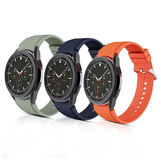 Aukvite 20mm Cinturino per Samsung Galaxy Watch 4 46mm 42mm/Galaxy Watch 4 Classic 44mm 40mm, Cinturino di Ricambio per Cinturino Sportivo in Silicone per Uomo Donna (Naranja+Azul+Verde, Pequeña)