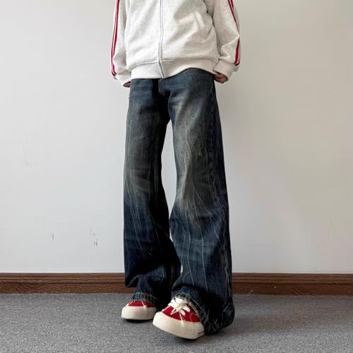 Men's Jeans Summer American Straight Denim Wide Leg Long Pants for Men3