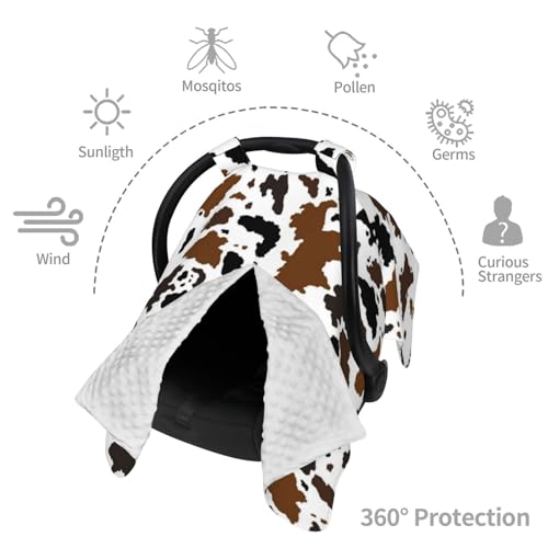 Image of Cow Skin Baby Car Seat Canopy Cover Multi Use Nursing Cover for Newborn Car Seat Canopy Mom Nursing Breastfeeding Covers Newborn Shower Gift