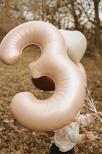 Image of Light Brown 3 Balloon, Tan Number Balloons 40 Inch, Beige 3rd Birthday Decorations, Men Women Sandy Brown Party Supplies for Party Decorations, Khaki Number 3 Balloon