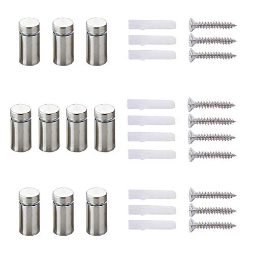 20X Qrity Separador de fijación de vidrio, Publicidad de vidrio acrílico Standoff, 12X25mm, con accesorios de montaje de tornillo