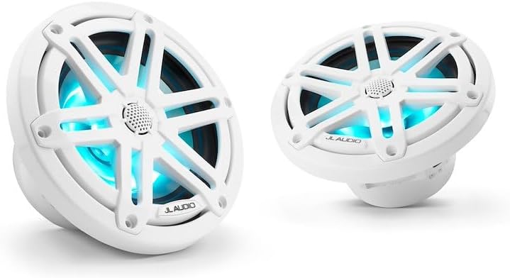 JL Audio M3 Series 6.5" Marine Coaxial Speakers w/Gloss White Sport Grilles w/RGB LED Lighting - M3-650X-S-Gw-i [010-03064-00]
