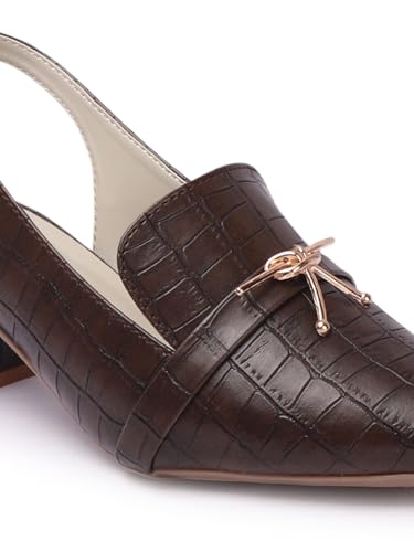 Image of Carlton London Women Comfortable Block Heel Pointed Toe Slingback Fashion Shoes for Party, Office use, Casual use