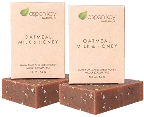 Oatmeal Soap Bar. With Organic Raw Honey, Goats Milk, Organic Shea Butter, Can Be Used as a Face Soap or All Over Body Soap. Exfoliating Soap. 4oz Bar. 2 Pack