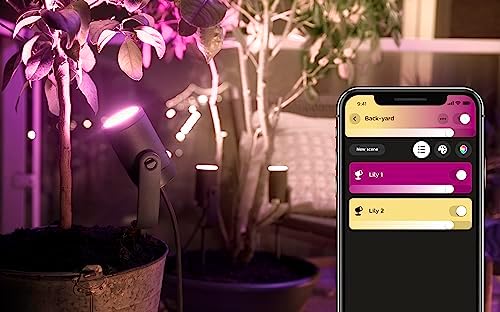 Philips Hue White and color ambiance Lampa Zewnętrzna Lily, Zestaw bazowy - 3 Reflektory LED Ogrodowe, zasilacz (wymagany Hue Bridge), 16 mln kolorów, sterowanie aplikacją