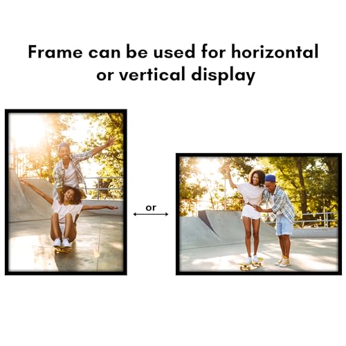 Image of Americanflat 13x18 Picture Frame with Polished Plexiglass - Streamline Collection - Thin Border Picture Frame for Wall Display - Hanging Hardware Included - Black