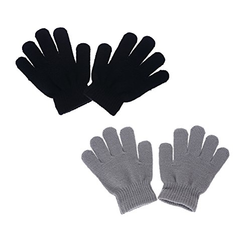 Cren 2 Pairs of Children Winter Stretchy Knitted Magic Gloves Suit(2 colors)