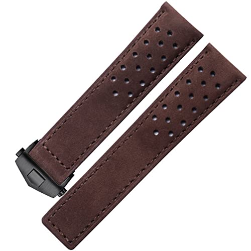 Correa de reloj de piel auténtica para TAG Heuer, soluciona roturas con cuero gris de 22mm