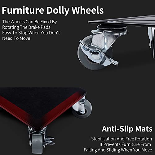 HOTOOLME 4er Möbeltransport-Set Möbeltransporthilfe Möbelroller Max. Tragfähigkeit 1300kg Möbelrollen Kohlenstoffstahl mit 4-PP-Rädern Transportroller für Schwere Möbel Werkstatt