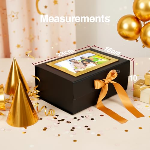Image of RBS- Gift Box for Packing (23 x 16 x 10 cm) Premium Gift Box Empty (1 Pack) Multipurpose Hamper Boxes for Empty Elegant Gift Boxes for Birthday Holds Upto 5kg (Gold Frame)