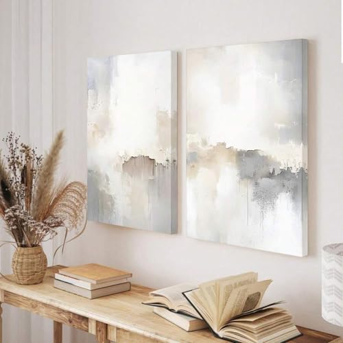 Impressions d'art abstrait blanc sur toile texturée de haute qualité