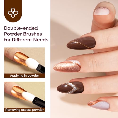 Image of MelodySusie Champagne Chrome Nail Powder for Gel Nails,Metallic Mirror Effect Pigment Stylish and Technological Fine Glitter for Home DIY Salon Use