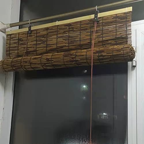 Bamboo Roman Roll Up Blinds For Indoor, Natural Patio Reed Roller Shades, Waterproof, Hand-Woven Bamboo Outdoor Reed Curtain, Brown Natural, Wide 12 20 24 34 40 48In Brown (Size : 43" W X 68" H) #TOP4