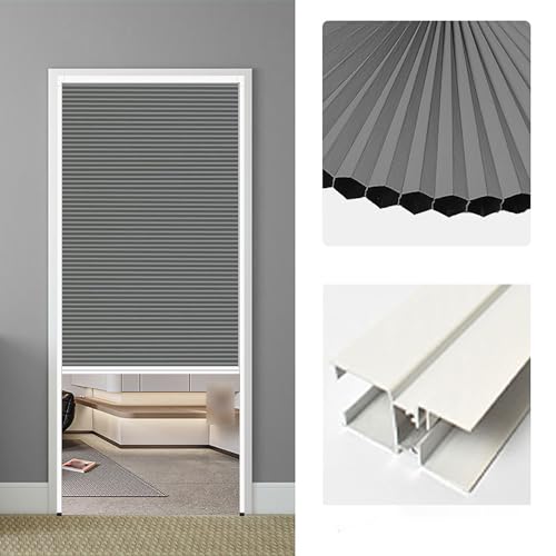 Porte Pliante accordèon Complètement Blackout Accordéon Porte Bruit Réduire, Tirer En Bas Intérieur Pliant Porte Avec Aluminium Cadre, Non Forer Escamotable Portes Pour Garde-robe/Patio/RV(Dark gray,5